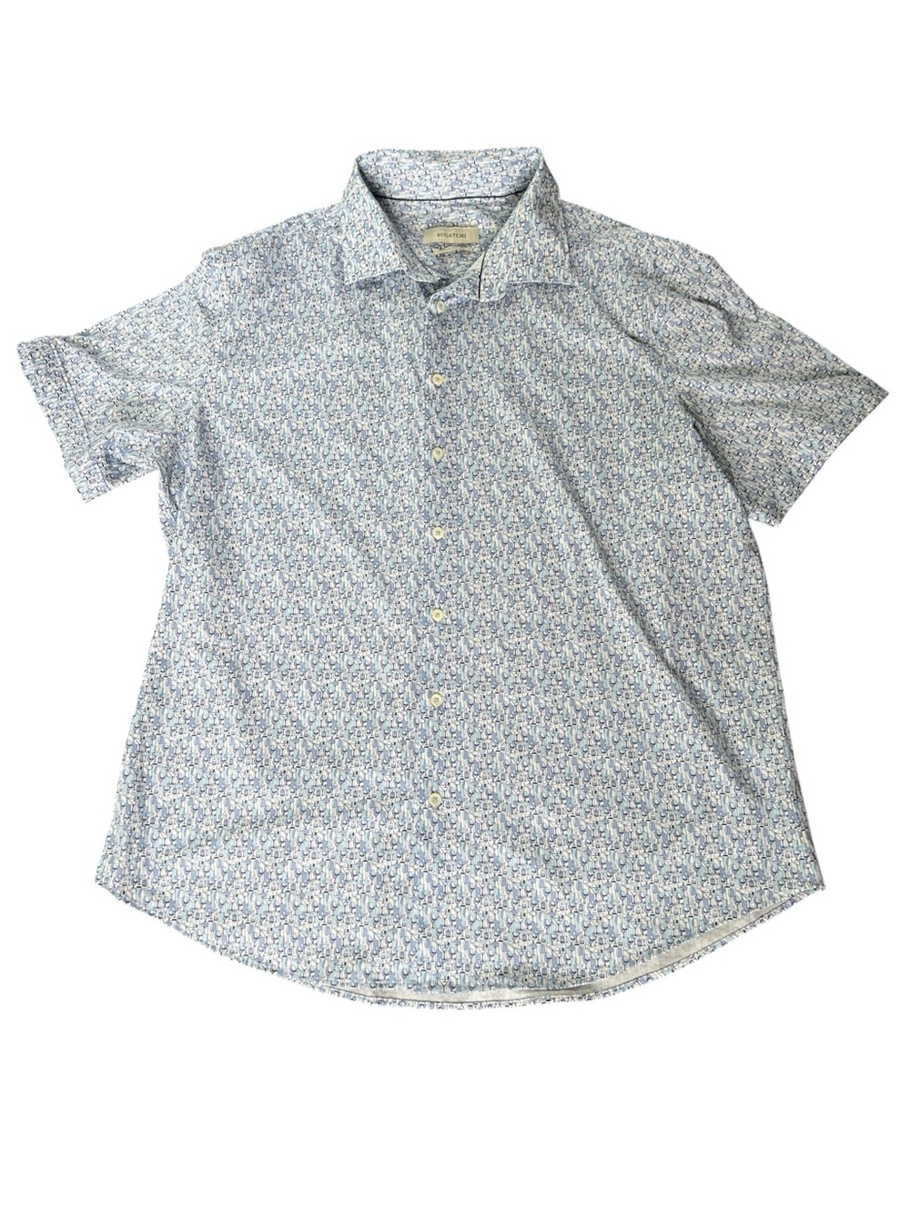Bugatchi Light Blue Micro Beverage Glasses Short-Sleeve Button-Down Shirt